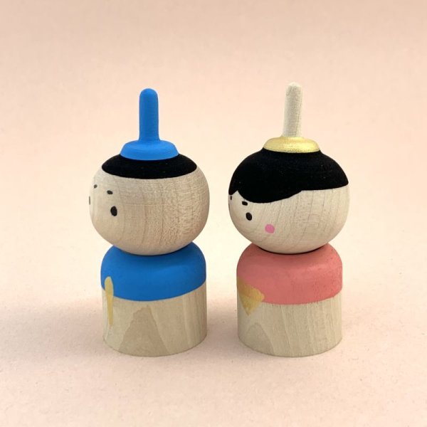 画像2: ［木地玩具］隈本コマ／こま人形・おひなさまセット