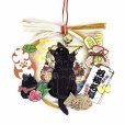 画像1: 元祖ふとねこ堂／猫国飾り Ａ （黒猫／宝船） (1)