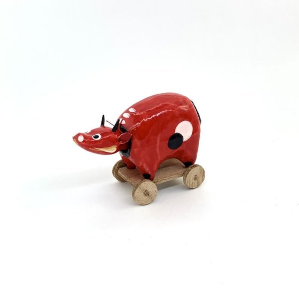 画像1: [ 張子 ] 人形屋笑陽／オリジナル チビべこ・車付 ７cm