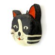 画像2: [張子] お面のおっとぼけ／招き猫面（白黒） (2)