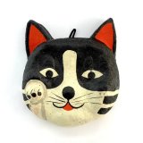 [張子] お面のおっとぼけ／招き猫面（白黒）