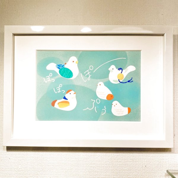 画像1: ［イラスト作品］かとうかおり／額絵「鳩笛」