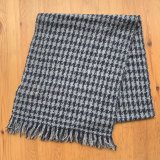 手織りマフラー／千鳥格子・幅広（紺×グレー）