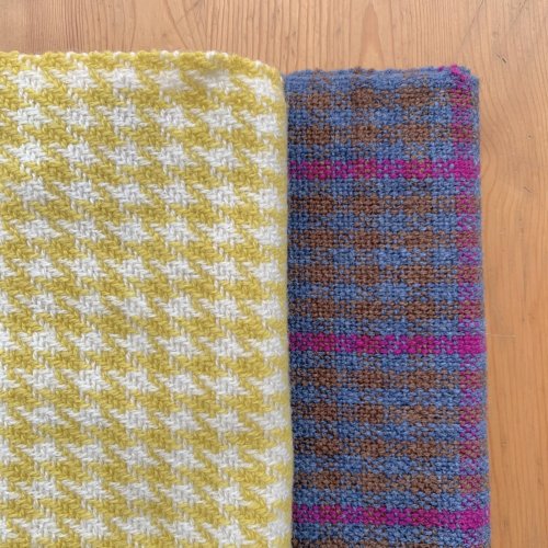 その他の写真2: 手織りマフラー／三色千鳥（茶×ピンク×青）