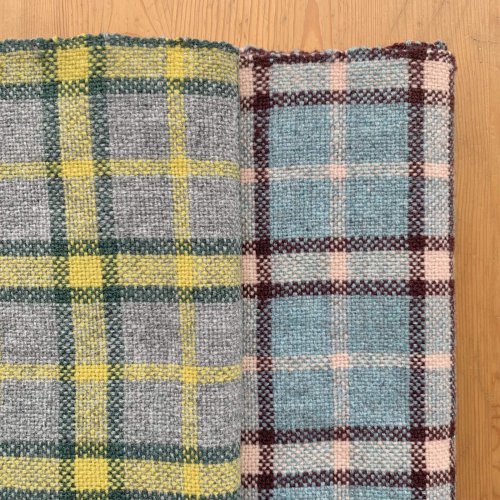 その他の写真2: 手織りマフラー／チェック柄（黄色×グレー）