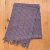 手織りマフラー／三色千鳥（茶×ピンク×青）