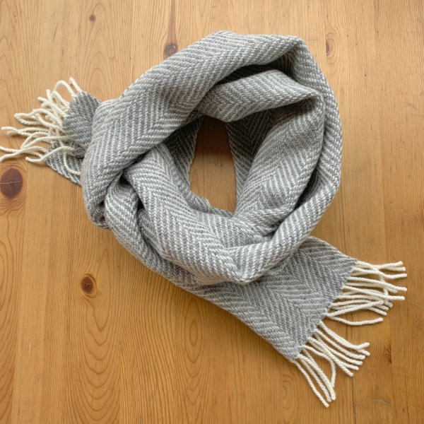 画像3: 手織りマフラー／杉綾織り（グレー）