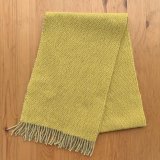 手織りマフラー／両面織り（レモンイエロー／グレー）