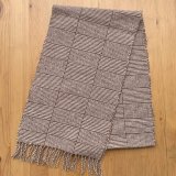 手織りマフラー／市松織り（こげ茶）