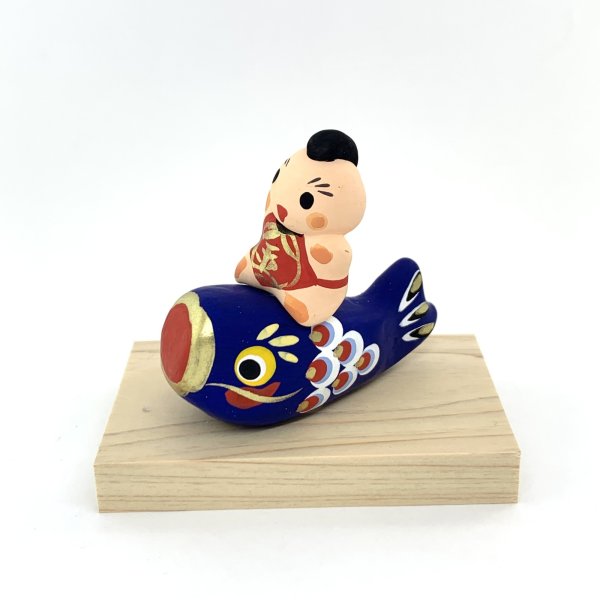 画像1: ［土人形］ 門司ヶ関人形／鯉乗り金太 (1)