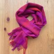 画像3: 手織りマフラー／チェック柄（赤×紫） (3)