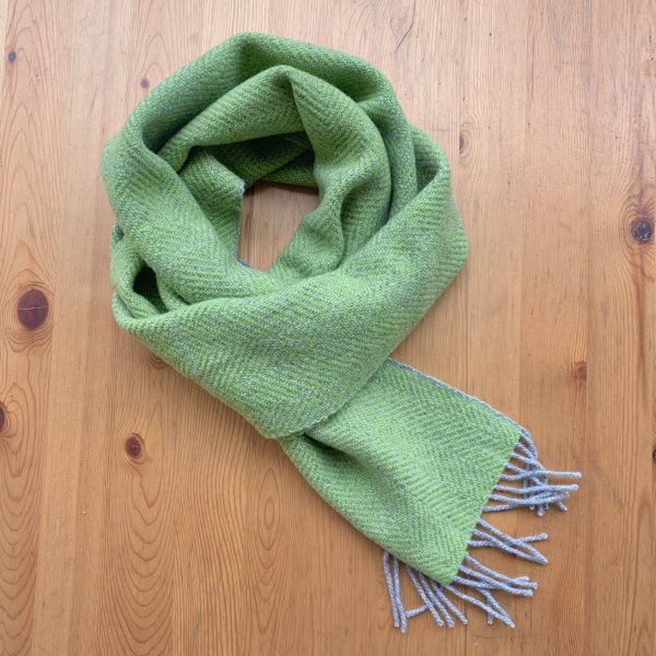 画像3: 手織りマフラー／杉綾織り（黄緑） (3)